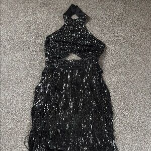 Black and Silver Halter Dress
